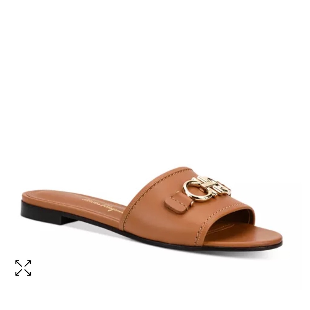 Salvatore Ferragamo Gancini Leather Rhodes Sandals - NEW